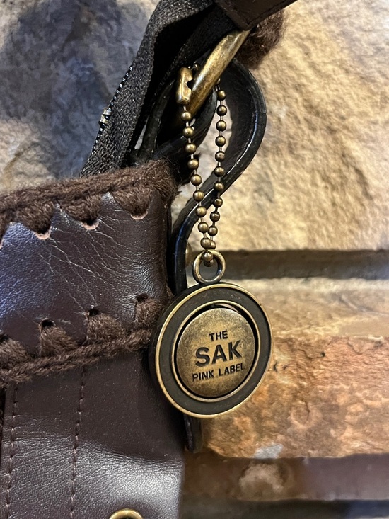 The Sak Pink Label Brown Patterned Knit & Leather Shoulder Bag - Picture 2 of 10